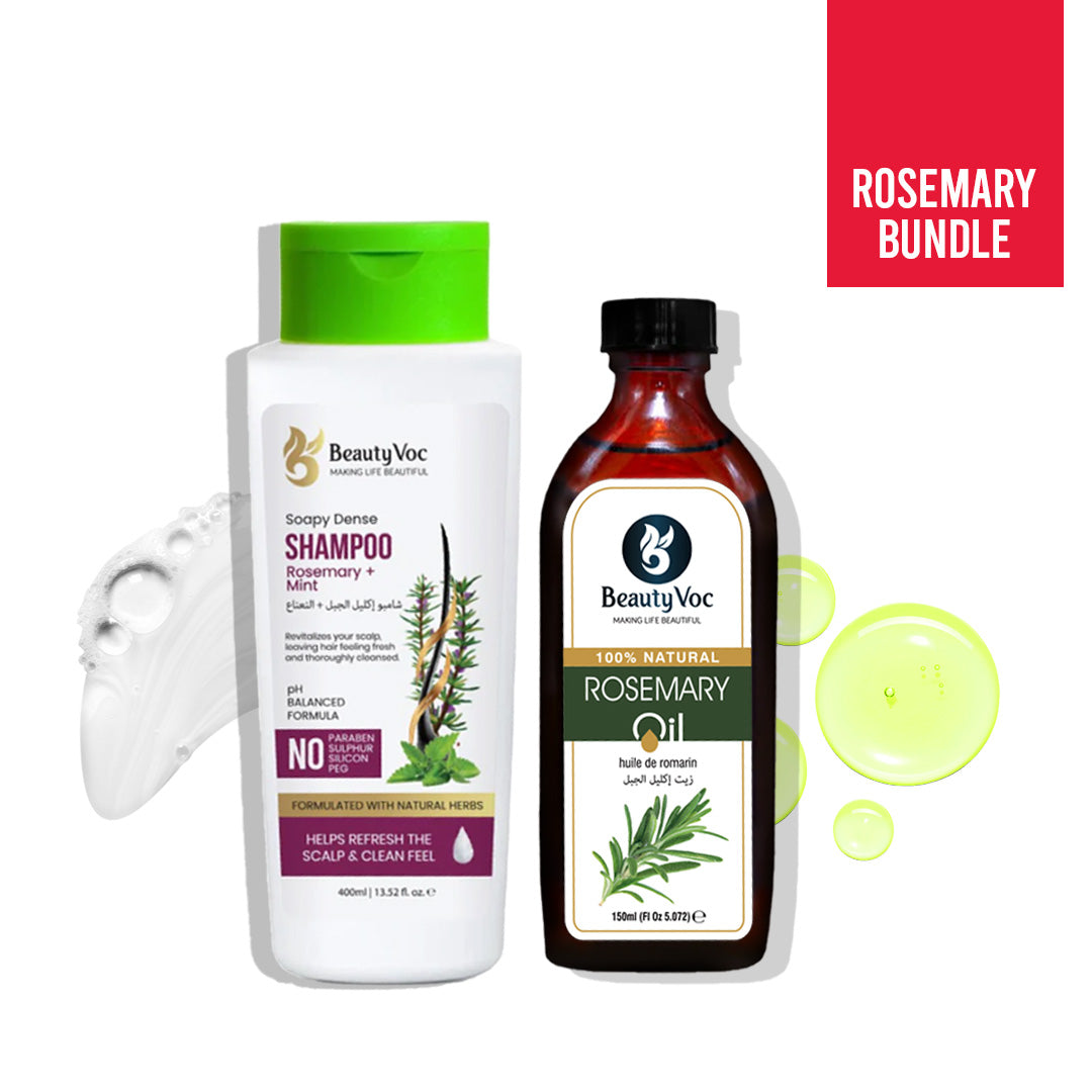Pure Rosemary Oil and Rosemary Mint Sulphur-Free Shampoo bundle