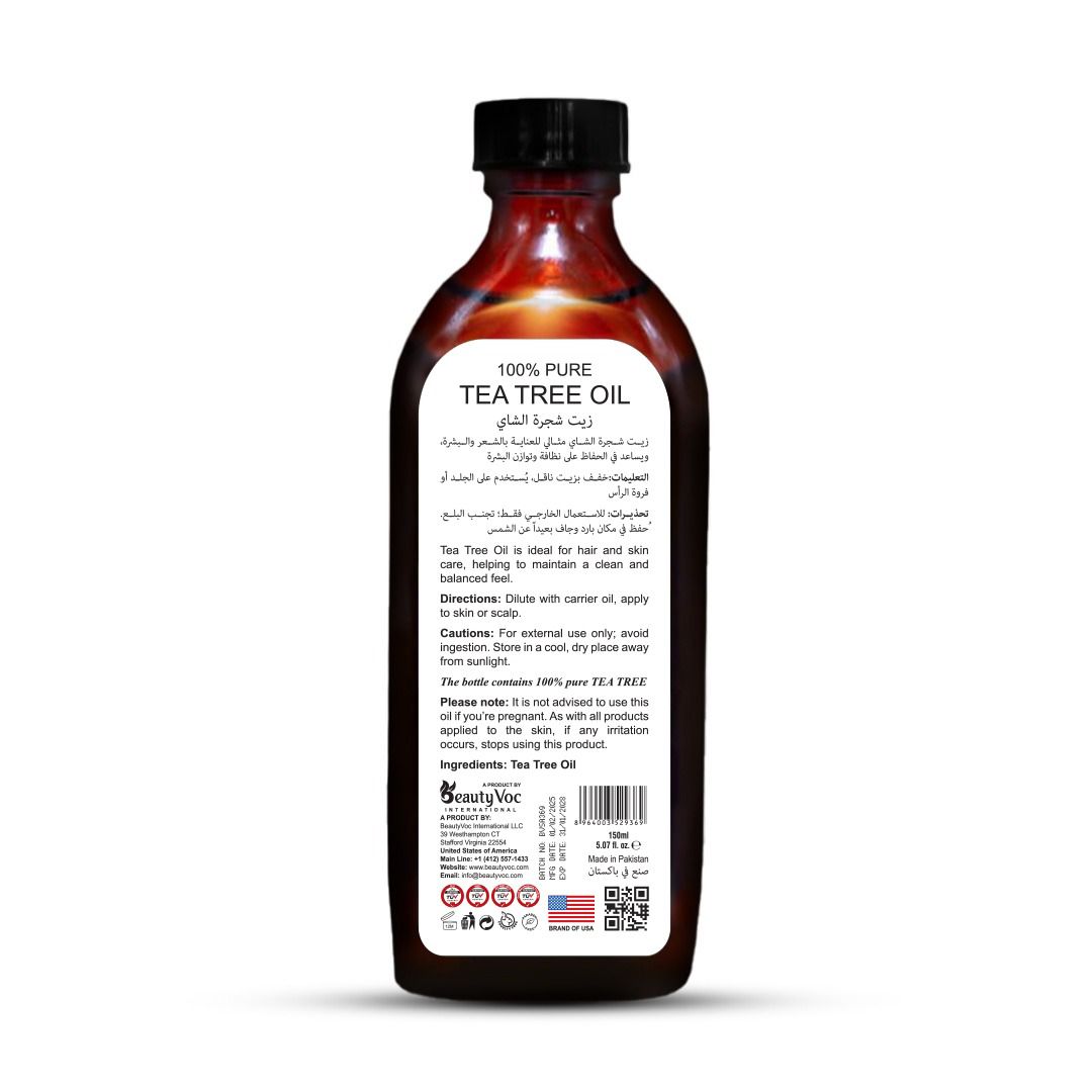 Pure Tea Tree Oil 150 ml | Undiluted Essential Oil for Hair, Skin & Aromatherapy