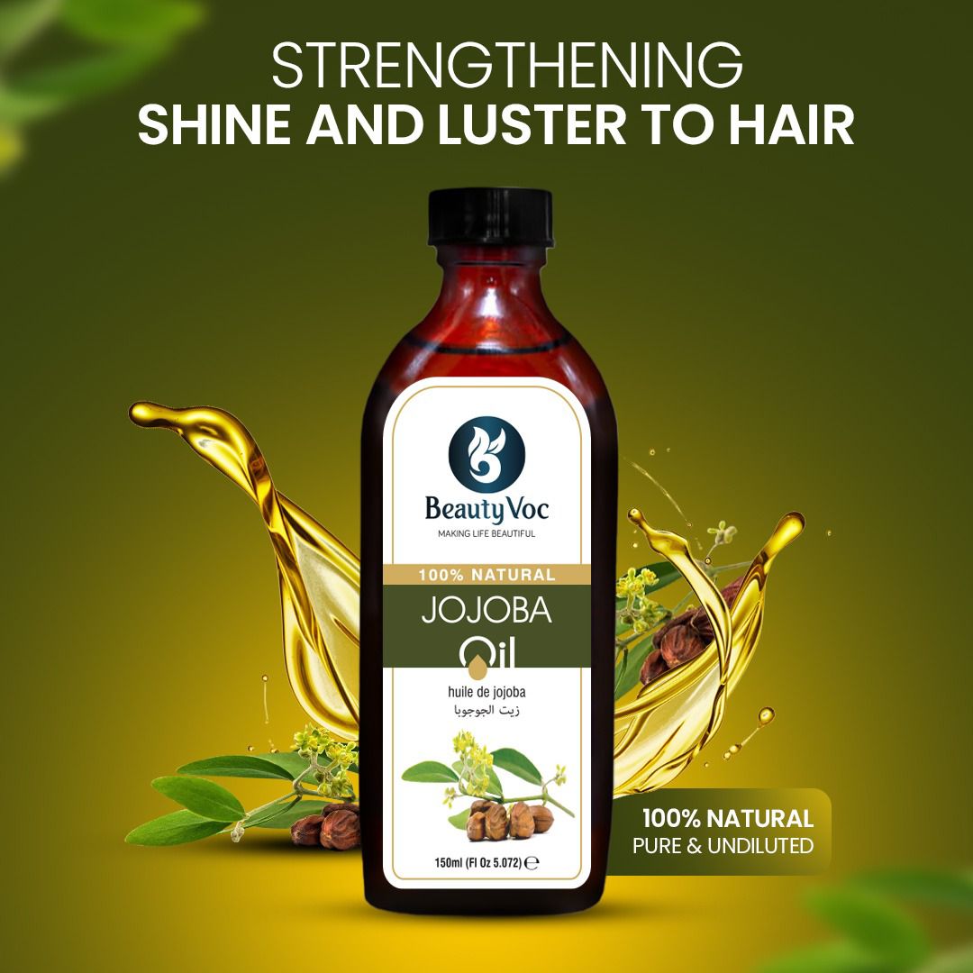 Jojoba Oil 150 ml Pure 100% Cold-Pressed - For Face, Hair, Skin & Nails | Non-Comedogenic & Fast Absorbing