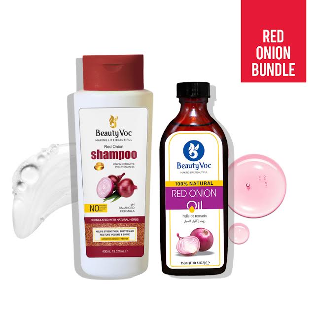 Red Onion Bundle | Pure Red Onion Oil 150 ml + Red Onion Shampoo 400 ml (Sulphur Free)