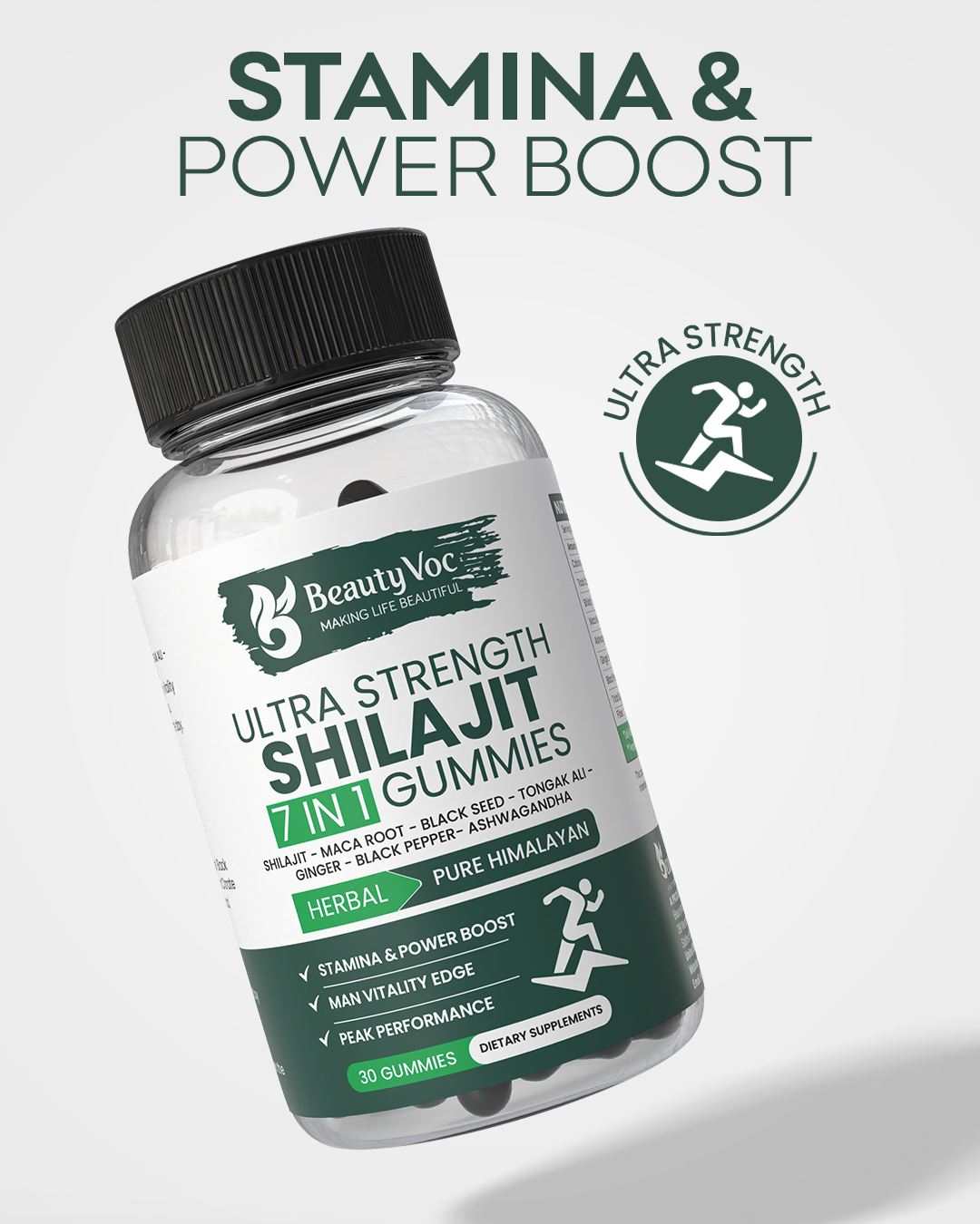 Beautyvoc Ultra Strength 7 Shilajit Gummies for Men – Stamina, Vitality & Male Performance