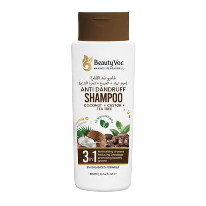 Anti-Dandruff Shampoo 400ml | With Coconut, Castor & Tea Tree | Controls Dandruff, Reduces Hair Breakage & Moisturizes Dry Hair | Herbal Hair Growth Shampoo
