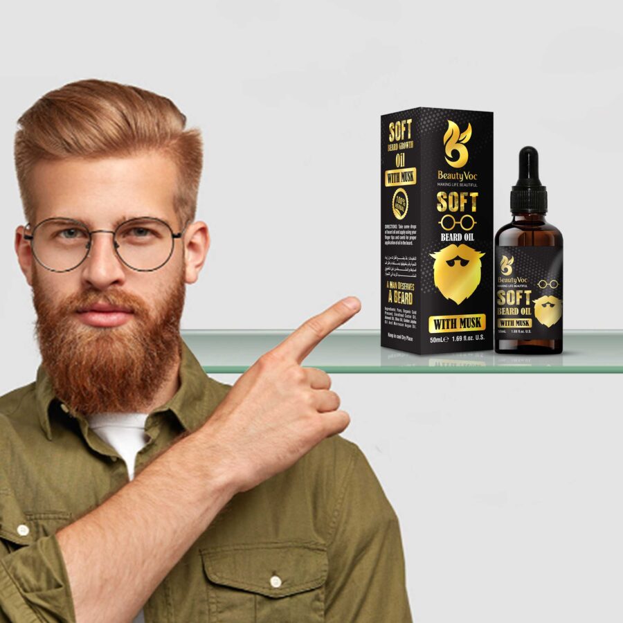 Beard Oil with Musk 50ml - Beard grooming oil, beard softening oil, beard growth oil for men