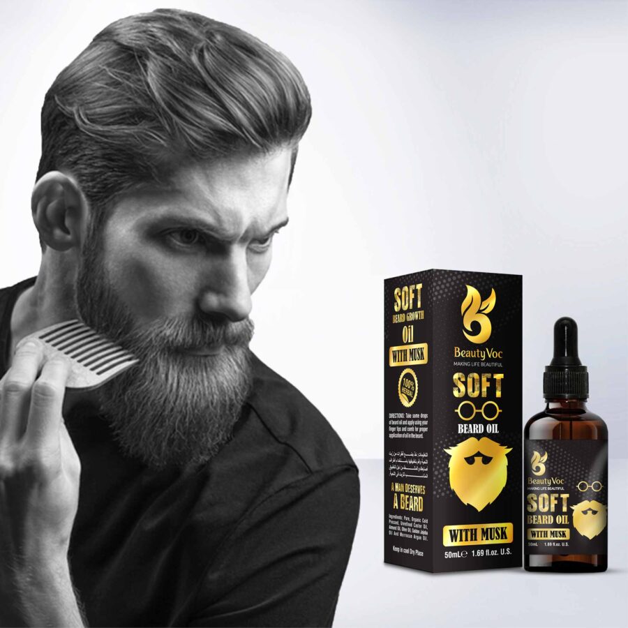Beard Oil with Musk 50ml - Beard grooming oil, beard softening oil, beard growth oil for men