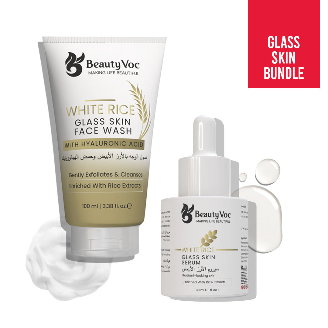 White Rice Duo bundle - Facewash 100 ml + White Rice Serum 30 ml - For Dehydrated Skin