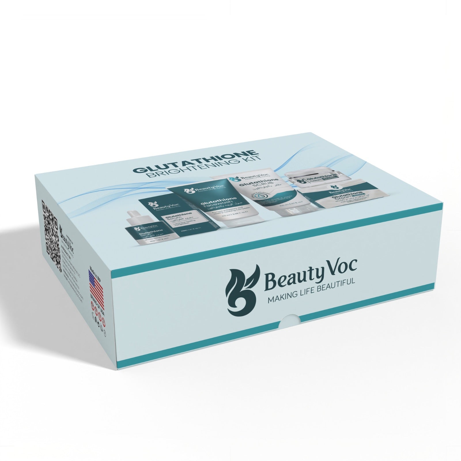 Glutathione Brightening Kit - Face Wash, Scrub, Serum, Cream | Complete Skincare Set for Radiant Skin