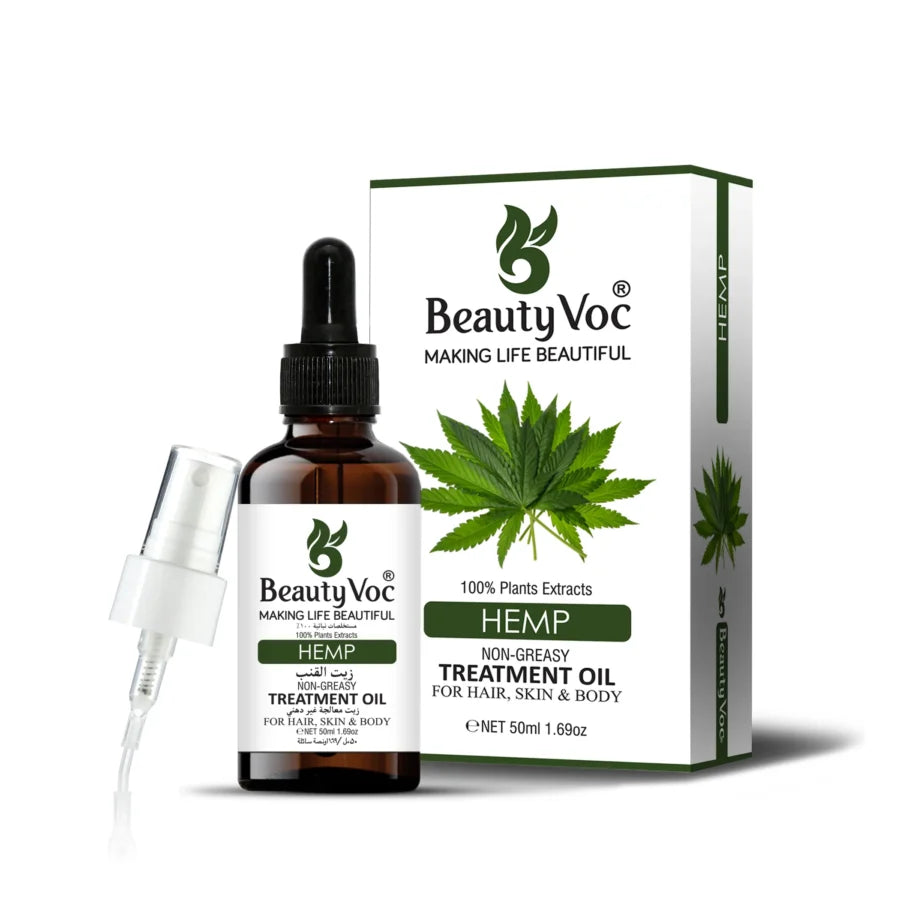 Hemp Treatment Oil 50 ml Pure 100% | Non-Greasy | Cold-Pressed Oil for Skin Hydration, Scalp Nourishment & Soothing Care