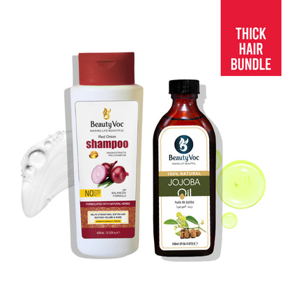 Thick Hair Bundle - Pure Jojoba Oil 150ml | Red Onion Shampoo 400ml