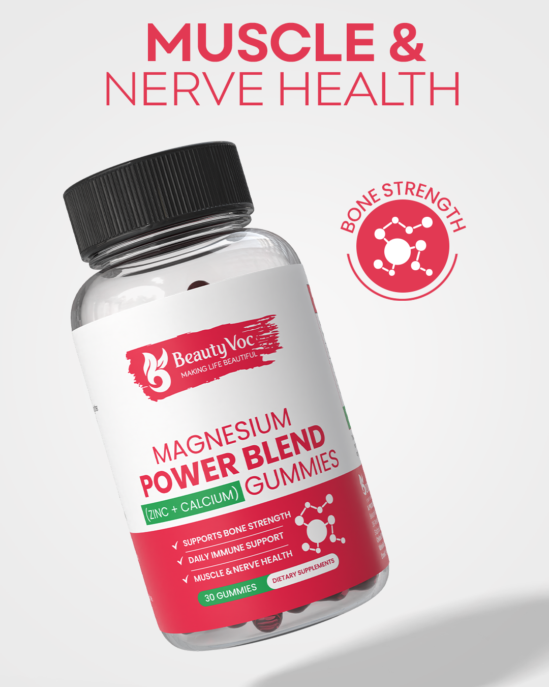 Magnesium Gummies with Zinc + Calcium – Daily Mineral Support for Bones, Muscle & Immunity