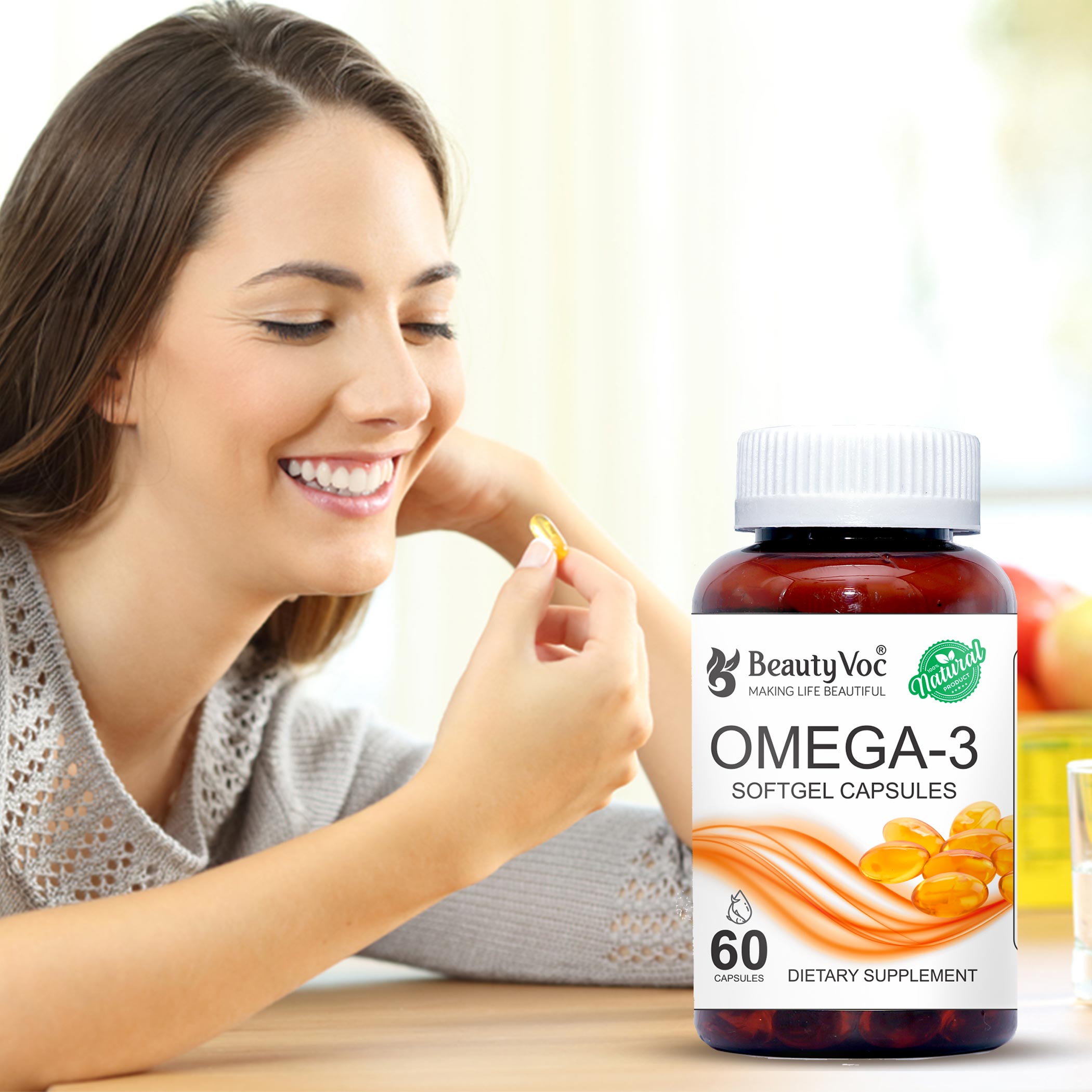 Omega-3 Softgel Capsules | For Heart, Brain, Joint & Immune Support | Supplement for Men & Women