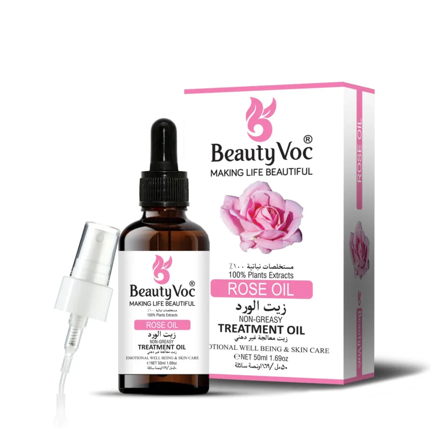 Rose Treatment Oil 50 ml Pure 100% | Non-Greasy | Cold-Pressed Therapeutic Oil for Skin Repair, Hair Nourishment & Emotional Balance
