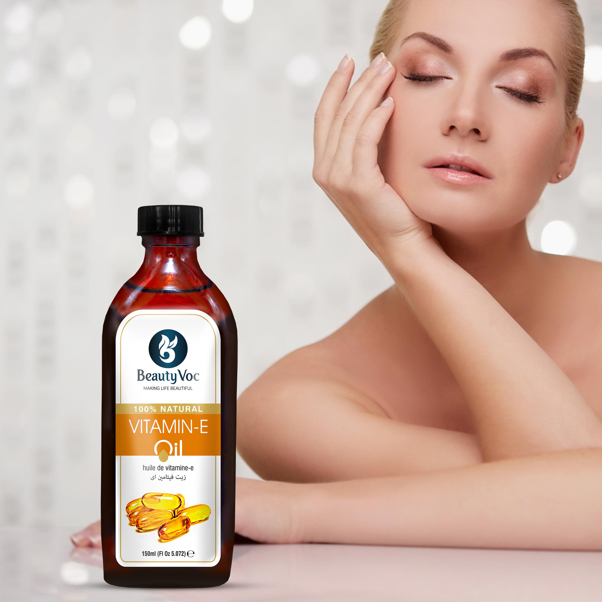 Pure Vitamin E Oil 150 ml Undiluted | For Glowing Skin, Hair Growth, Fades acne marks, Dark spots & uneven skin tone