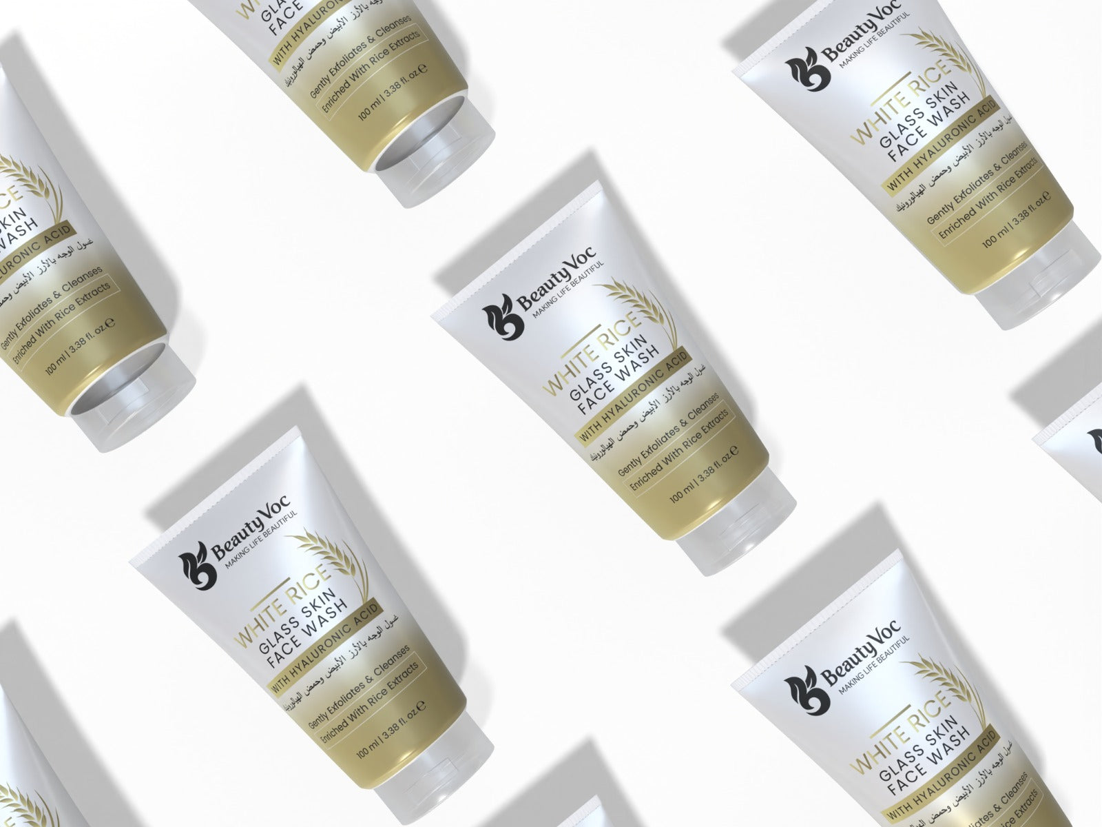 White Rice Face Wash with Hyaluronic acid 100 ml – Brightening & Whitening for Glass Skin, Korean Skincare