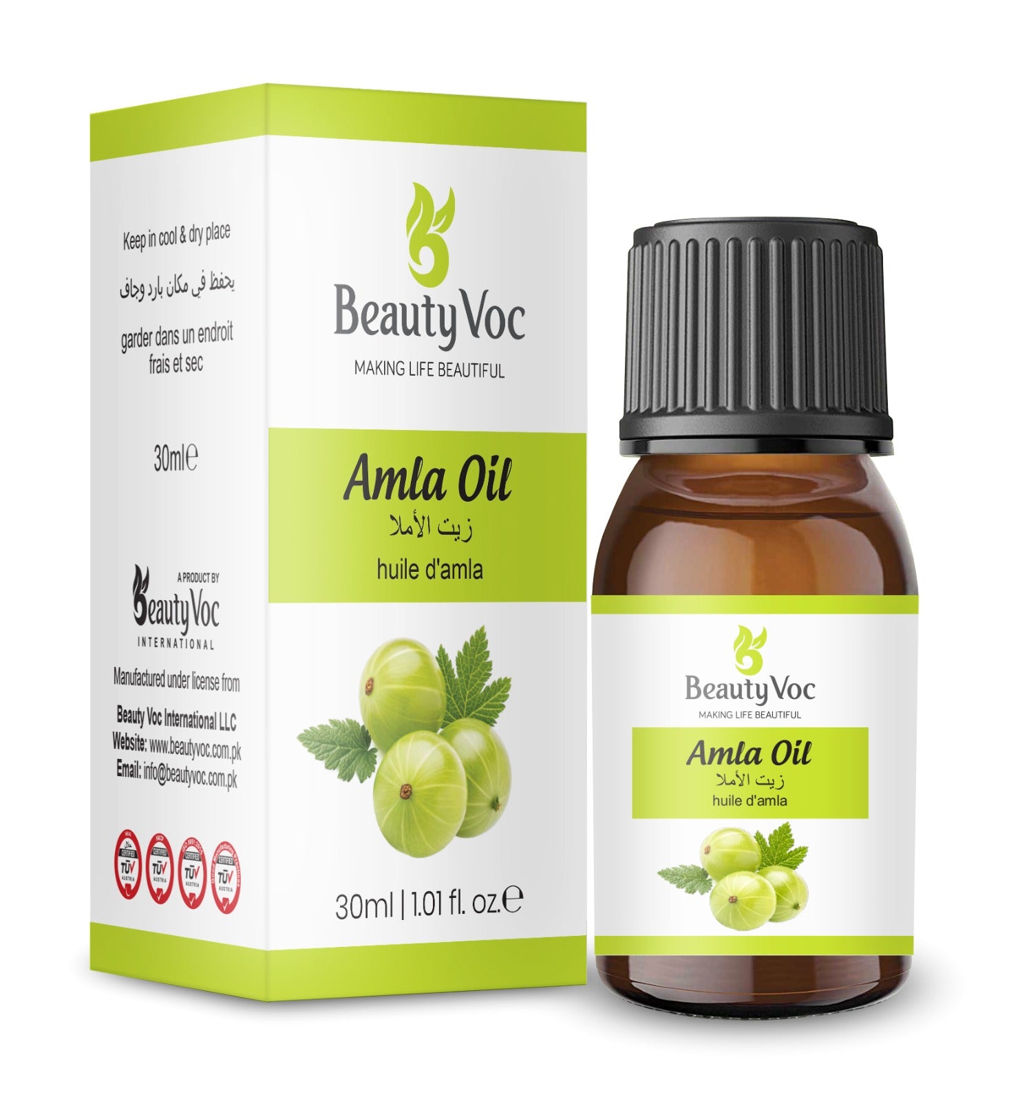 BeautyVoc 100% Pure Amla Oil 30ml | Strengthen Hair Reduce Hair Fall | Delay Premature Greying  | Brighten Skin