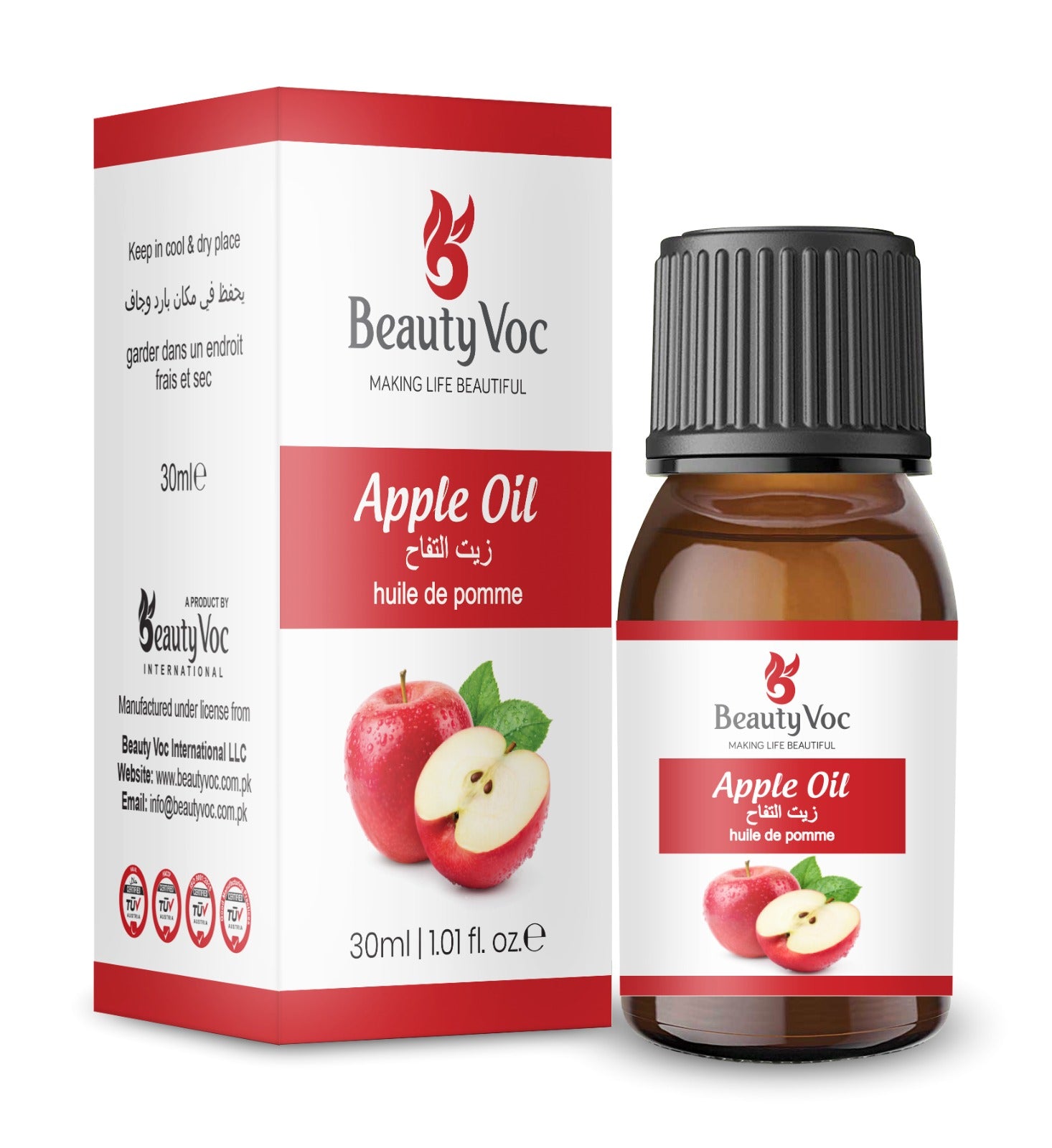 BeautyVoc 100% Pure Apple Oil 30ml |Heart & Digestive Health | Skin Rejuvenating, AntiAging, Anti Acne Oil | Hair Nourising and Conditioning Oil | Supports Collagen