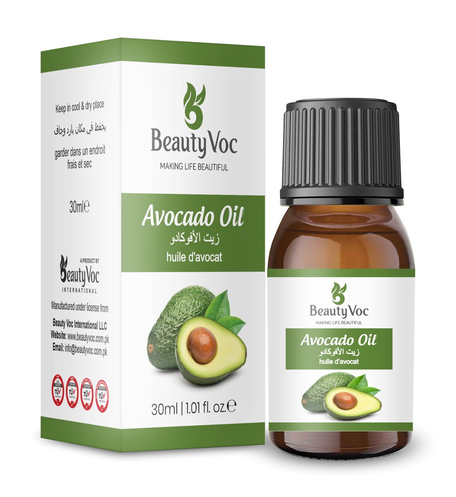 BeautyVoc 100% Pure Avocado Oil 30ml | Skin & Hair Moisturizing | Lowers Cholesterol & Blood Pressure | Nutrient Rich & Antioxidant Oil