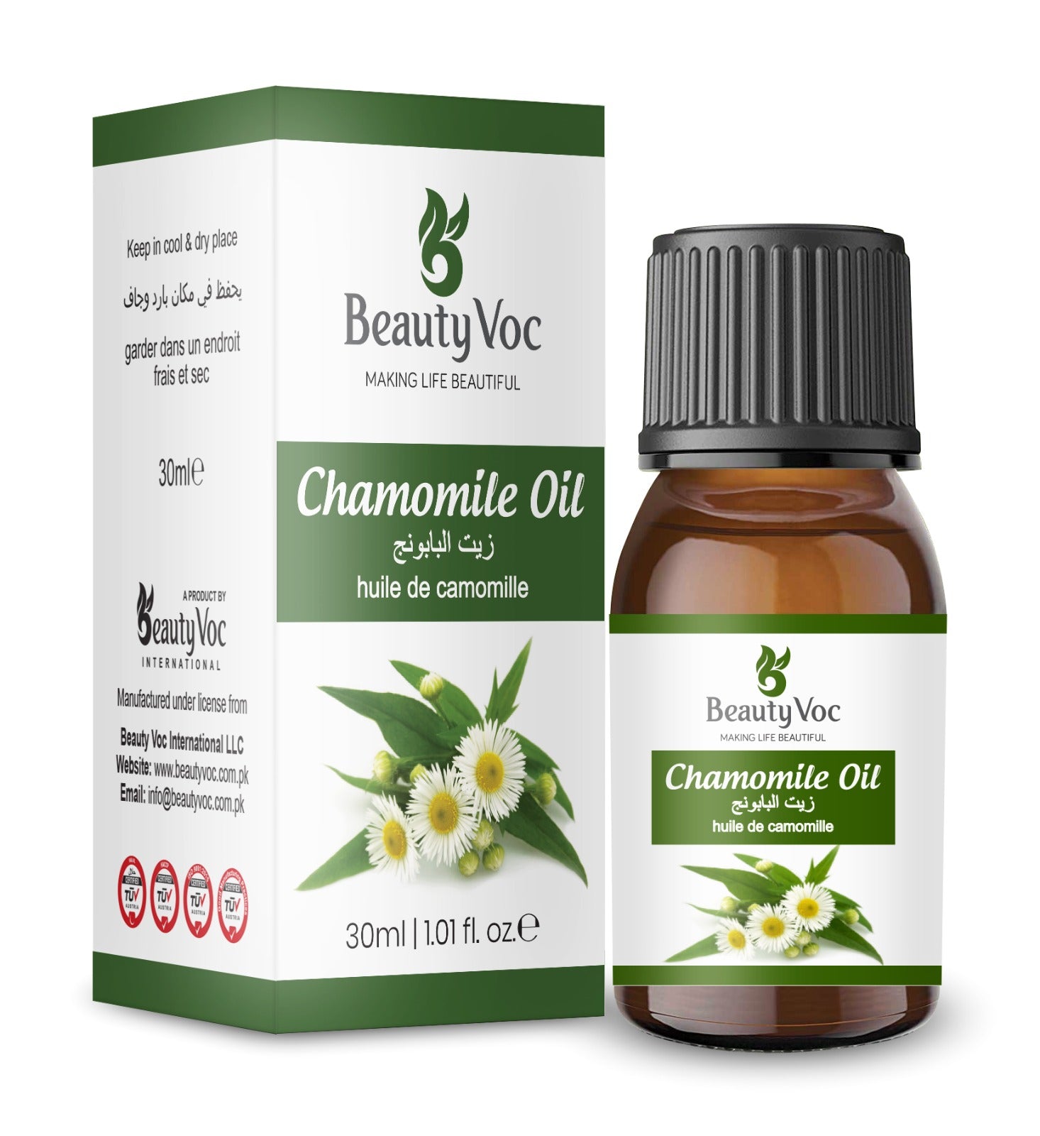 BeautyVoc Chamomile Oil 30ml | 100% Pure Cold Pressed | Stress, Anxiety & Insomnia Relief | Soothes Skin Disorders | Hair & Skin Care