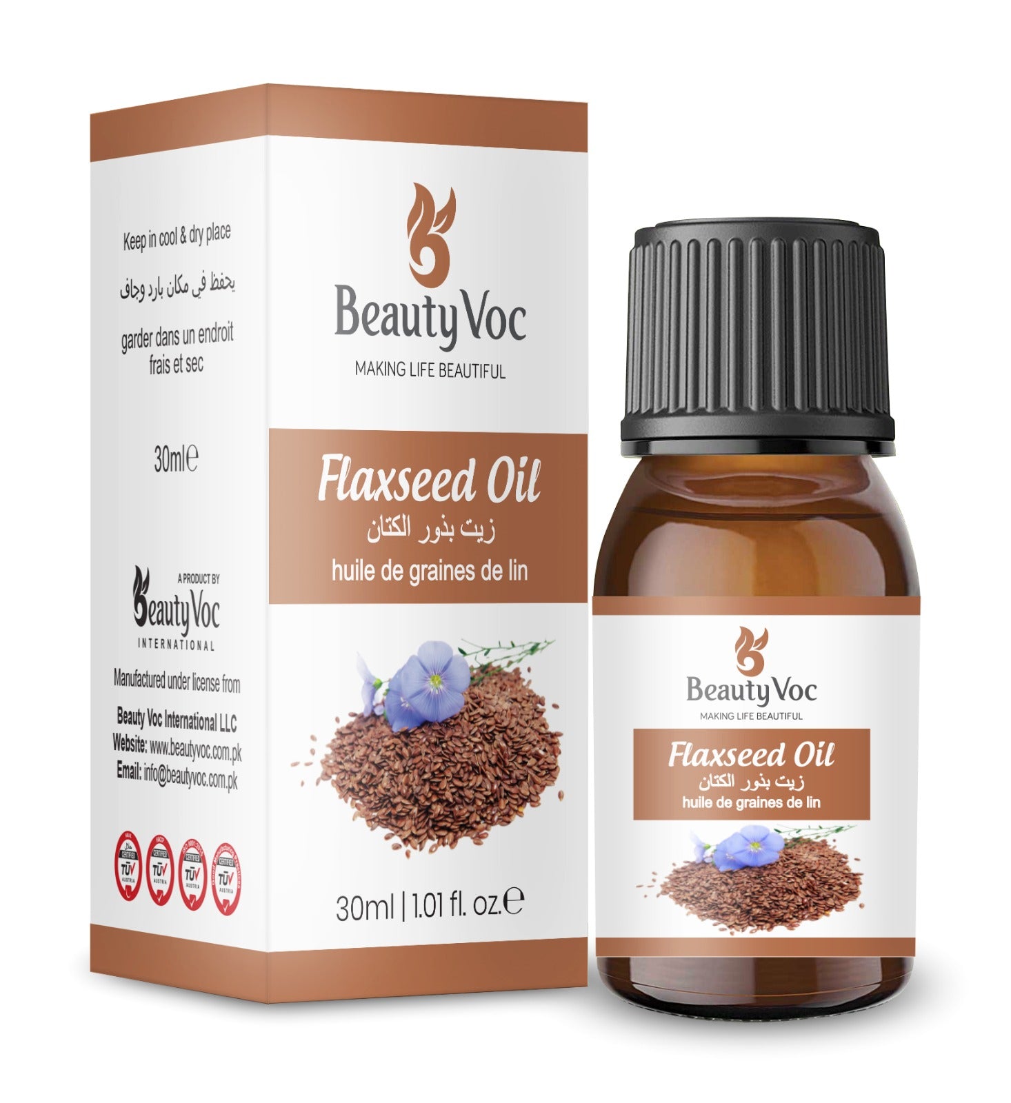 BeautyVoc Flaxseed Oil 30ml | Supports Heart Health, Gut Health and Immune Health | Anti Inflammatory & Weight Management