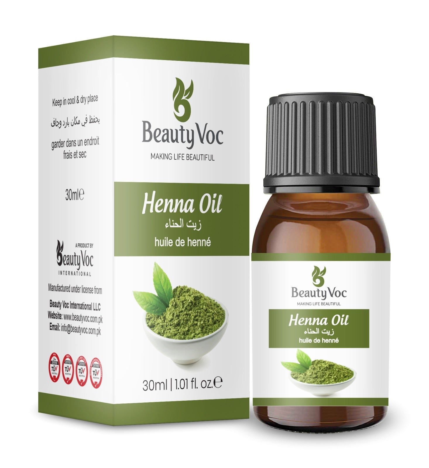 BeautyVoc Henna Oil 30ml | 100% Natural Cold Pressed | Hair & Scalp Nourishing, Strengthening, Anti Dandruff & Conditioning Oil | Moisturizing & Antioxidant