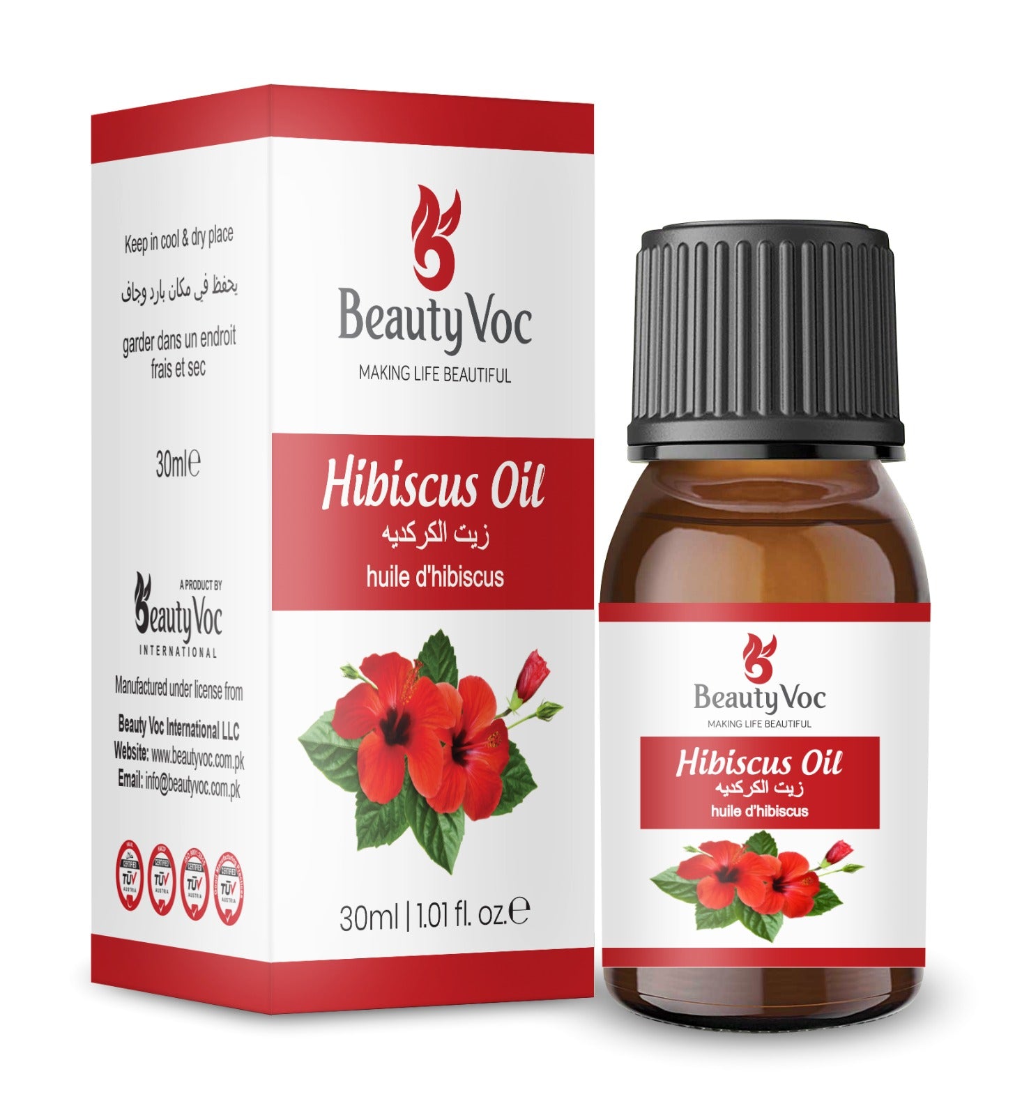 BeautyVoc 100% Pure Hibiscus Oil 30ml | Hair Growth & Skin Rejuvenating Oil | Prevents Premature Greying Anti Aging, Moisturizing ,& Brightening
