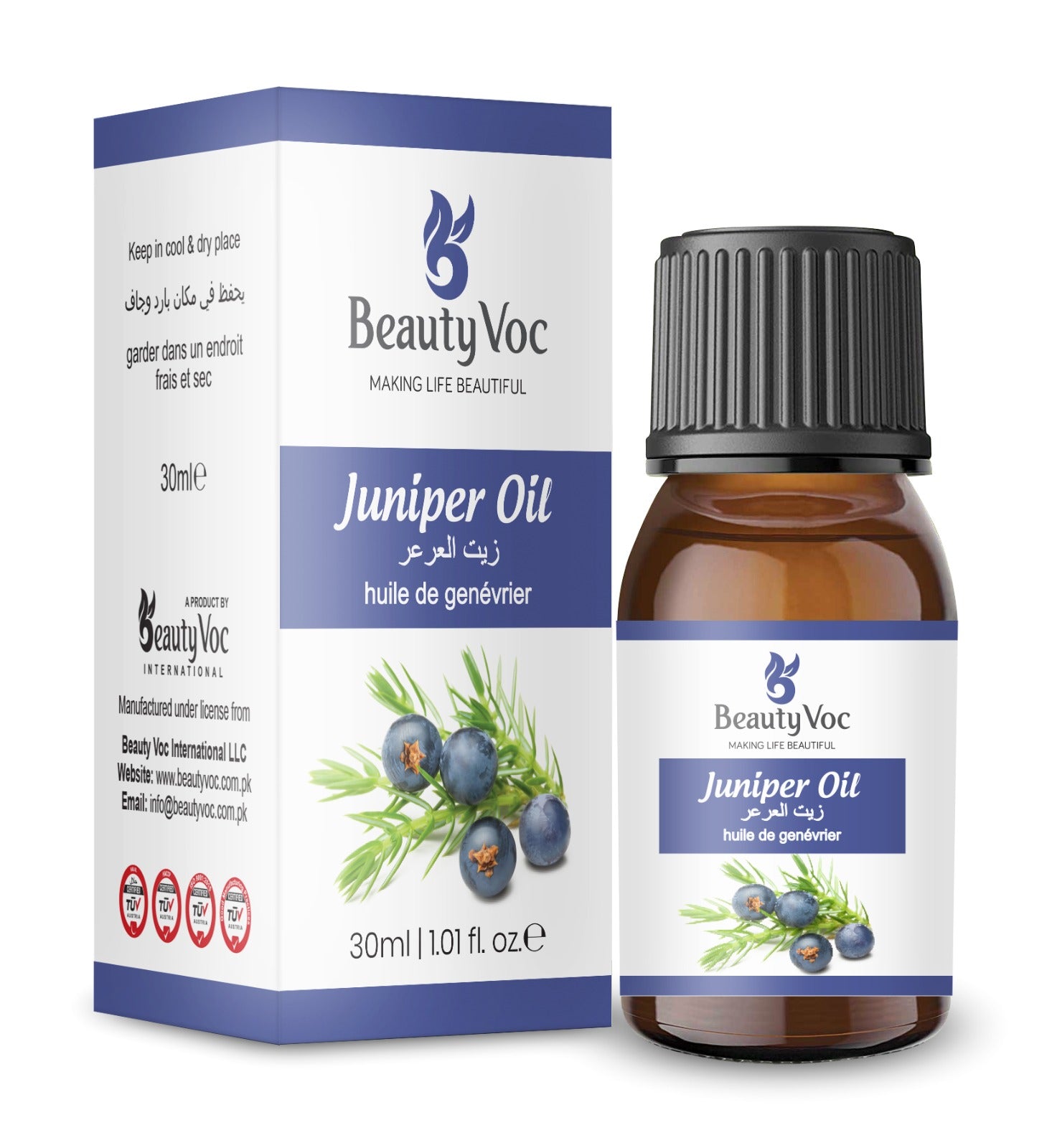 BeautyVoc Juniper Essential Oil 30ml | 100% Pure Cold Pressed| Antioxidant, Anti Acne & Detoxifying Oil | Hair Strengthening & Relaxation Oil