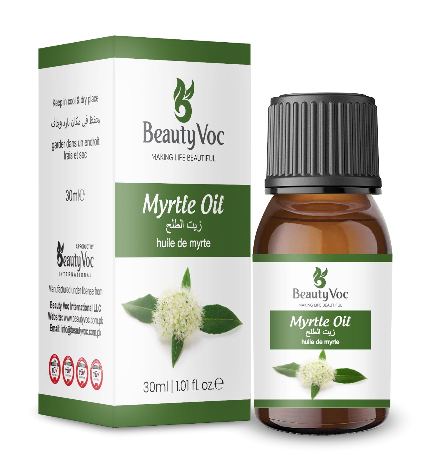 BeautyVoc Myrtle Oil 30ml |100% Pure Cold Pressed| Respiratory Relief, Acne Care & Stress Relief Essential Oil