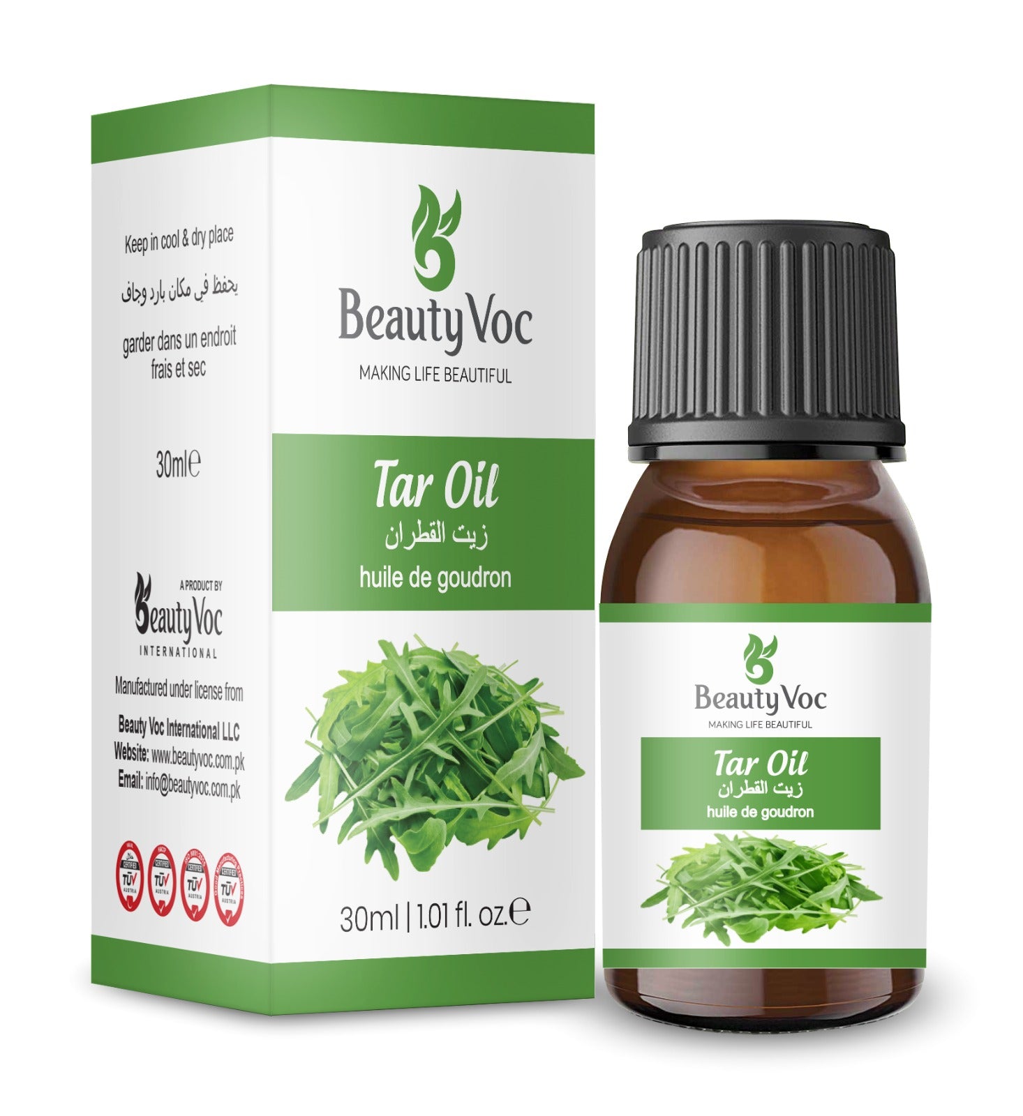 BeautyVoc Tar Oil 30ml | 100% Pure Essential Oil | Skin Antiseptic, Wood Preservation, Waterproofing & Multi Purpose Oil