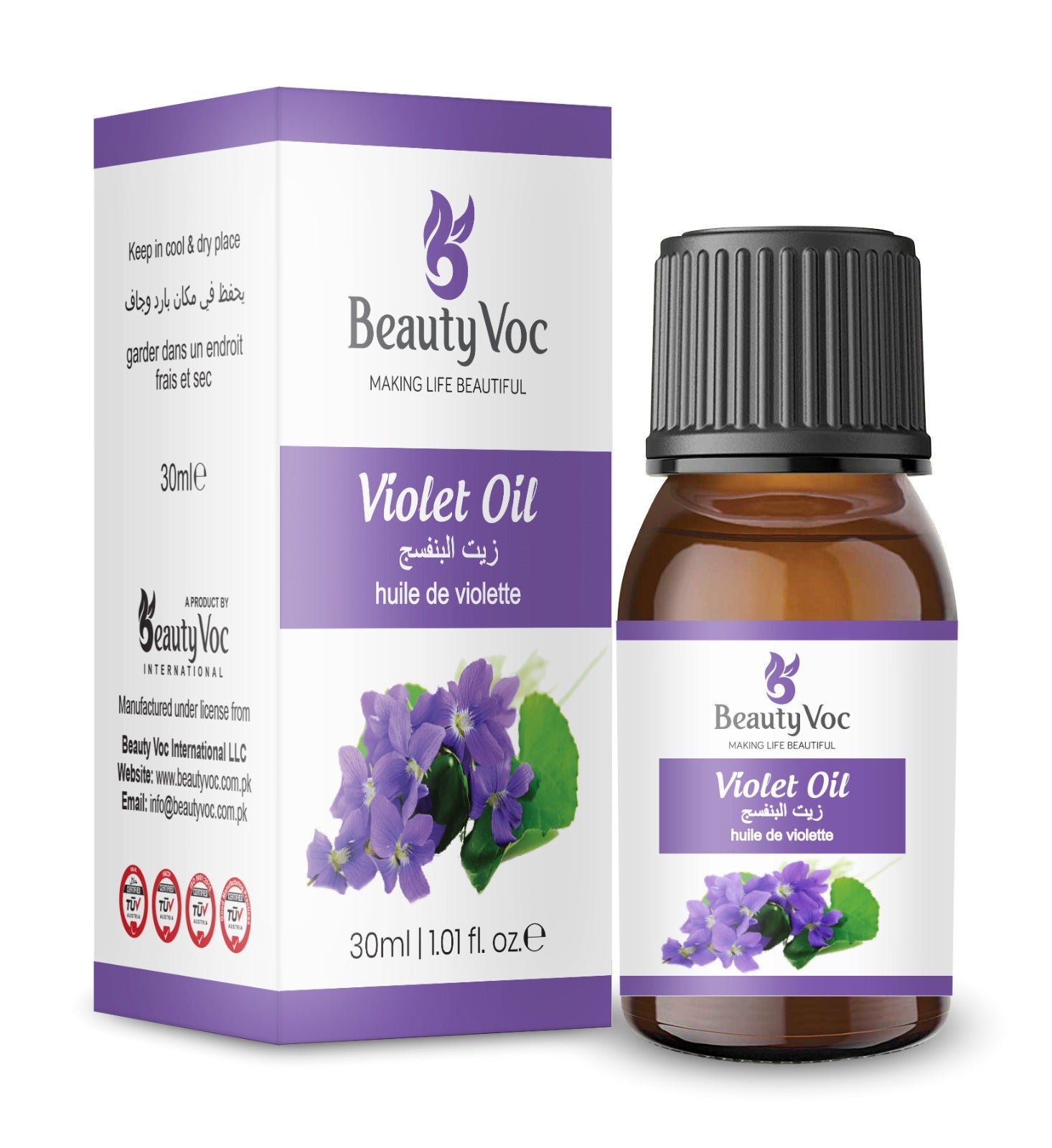 BeautyVoc Violet Oil 30ml |100% Pure Cold Pressed| Skin Hydration, Anti Inflammatory, Headache Relief & Calming Aromatherapy Oil